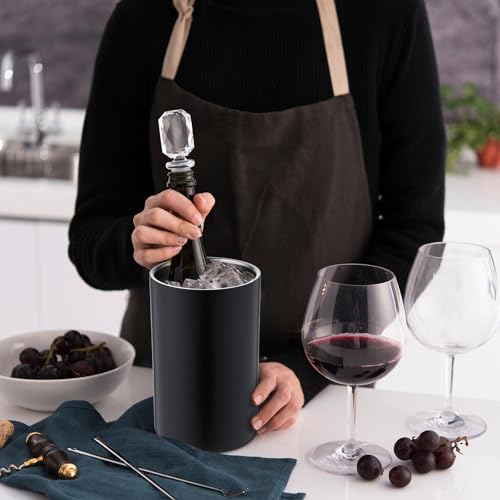 Potchen 6 Pack Wine Chiller Bucket Wine Bottles Cooler Bulk, Stainless Steel Double Wall Insulated Champagne Ice Bucket fo...