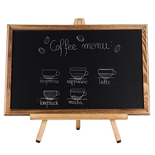 MyGift 18-Inch Burnt Wood Erasble Chalkboard Sign with A-Frame Easel Stand, Tabletop Menu Board, Wedding and Events Chalbo...