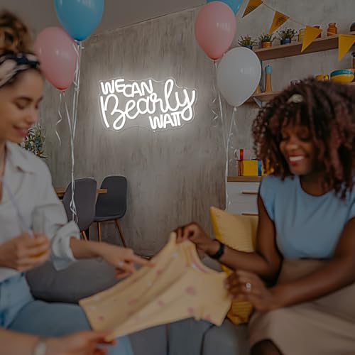 We Can Bearly Wait Neon Sign Dimmable Baby Shower Led Neon Light for Wall Decor, We Can Barely Wait Decorations Backdrop f...
