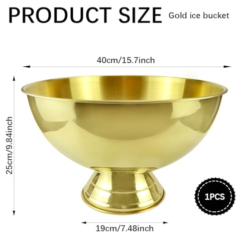 3 Gallon 12L Stainless Steel Beverage Tub Insulated Ice Bucket Metal Champagne Bowl with Base Large Size Ice Bowl for Wine...