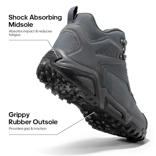 NORTIV 8 Men's Waterproof Hiking Boots, Lightweight Tactical Boots for Men, Mid Ankle Men's Hiking Boots for Trekking Trai...