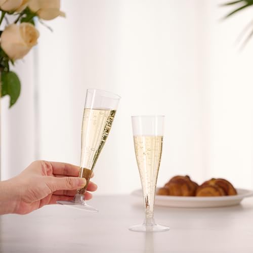 JOLLY CHEF 100 Pack Plastic Champagne Flutes Disposable 4.5 oz Clear Plastic Champagne Glasses Suitable for Wedding, Thank...