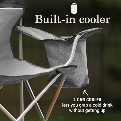 Coleman Portable Camping Chair with 4-Can Cooler, Cushioned Seat & Back with Side Pockets & Cup Holder, Carry Bag Include...