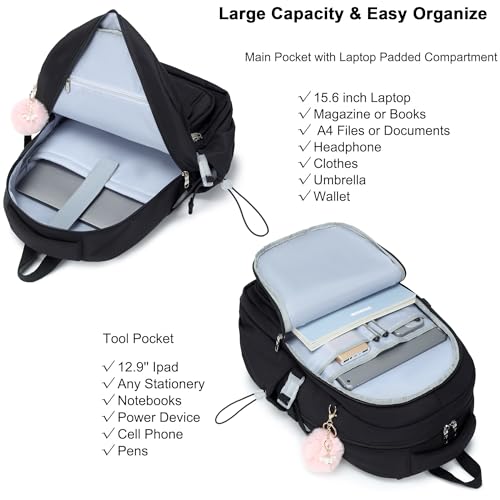 YOJOY Laptop Backpack 15.6 Inch College Backpacks for Women, School Backpack for Girls,Students Aesthetic Anti Theft Trave...