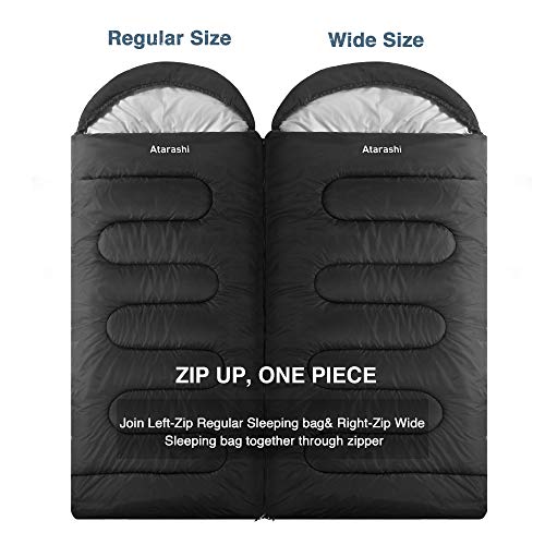 Atarashi Camping Sleeping Bag- 4 Seasons for Adults, Light, Warm, Extra-Large with Compression Sack- Great for Hiking, Bac...