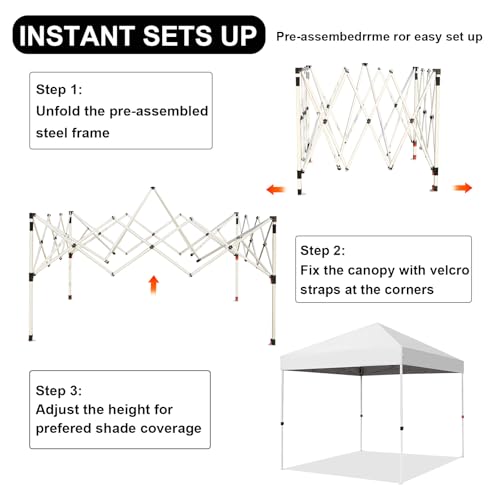 Northroad 8X8 FT Pop Up Canopy, Outdoor Instant Canopy Tent w/Carrying Bag, Portable Gazebo Shelter for Wedding Party,Comm...
