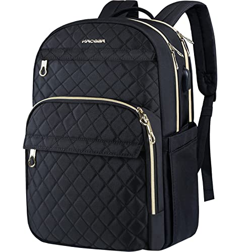 KROSER Laptop Backpack 15.6 Inch Stylish Daypack with USB Charging Port, Water-repellent Nylon Backpack Backpack for Trave...