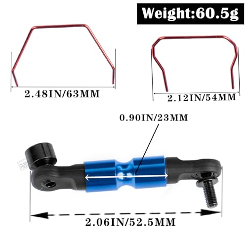 hopsupRC RC Aluminum Front & Rear Wide Sway Bar Kit Upgrades Part for 1/10 Slash Stampede Rustler Rally 4X4 RC Car,Alloy S...