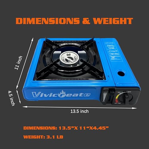 Vivicreate 7000 BTU Portable Butane Gas Stove for Camping Cooking Outdoor, Lightweight Portable Stove Burner with Auto Ign...