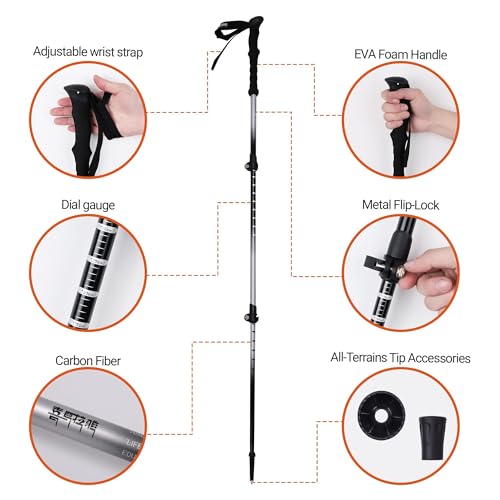 Trekking Poles Collapsible Hiking Poles - Trekking Sticks with Quick Lock System Lightweight for Hiking, Camping