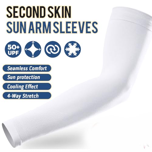 Two packs UV Sun Protection Arm Sleeves, Compression Cooling Sleeves for Men and Women, Ideal for Golf, Outdoor Sports.