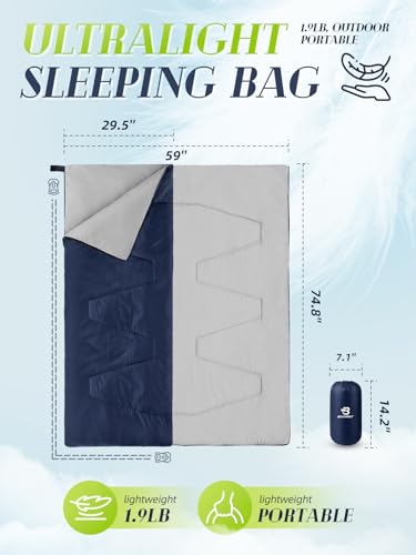 Bessport Lightweight Sleeping Bag, Ultralight Backpacking Sleeping Bag, 3 Season Waterproof for Adults Kids, Outdoor, Hiki...