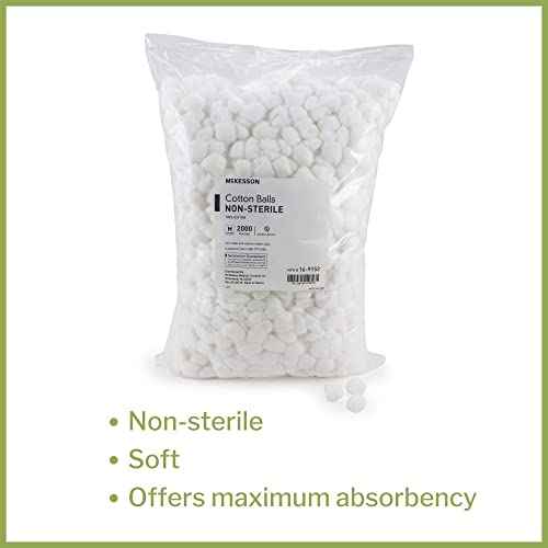 McKesson Cotton Balls [2000 Count] Bulk, 100% Pure Cotton Balls for Face, Nail Polish Remover, Makeup, Medium
