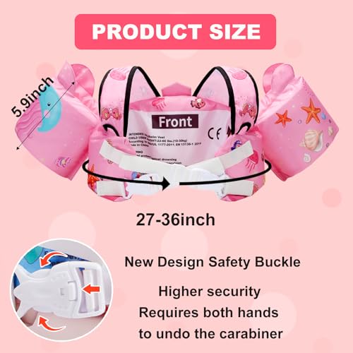 Toddler Floaties Kids Swim Vest for 22-66 Pounds Boys-Girls Water Wings Kids Pool Floaties for 2-6 Years Old Child Swim Le...