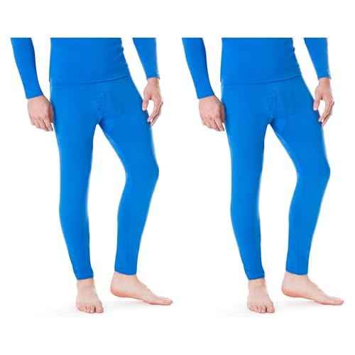 Rocky Men's Thermal Underwear Men Long Johns for Men Thermal Pants Mens Long Underwear Bottoms Warm Mans Base Layer Pants (Small, Blue, Standard Weight 185 GSM, Two Pack)