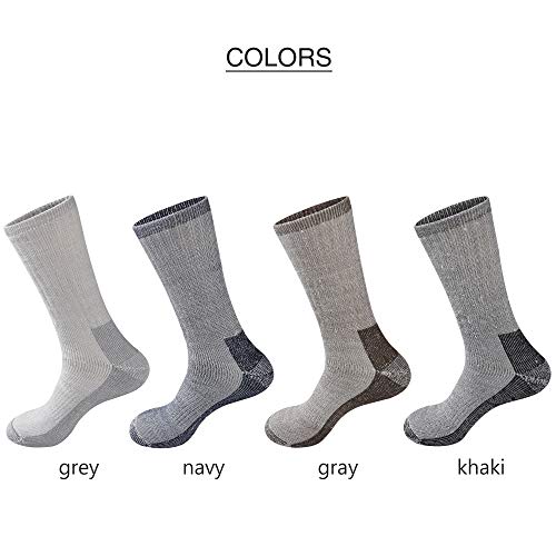 GKX Men's Merino Wool Moisture Wicking Outdoor Hiking Trekking Work Cushion Crew Socks 9-11,10-13