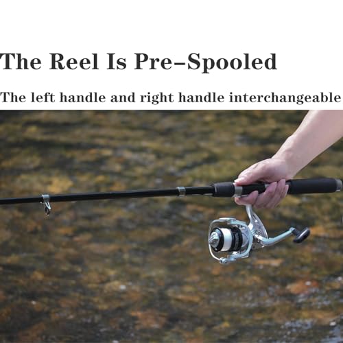 Fishing Pole Combo, 6.9ft 2Pcs Telescopic Rods Set, Collapsible Carbon Fiber Fishing Rods, 2PCS Spinning Reel Set with Car...