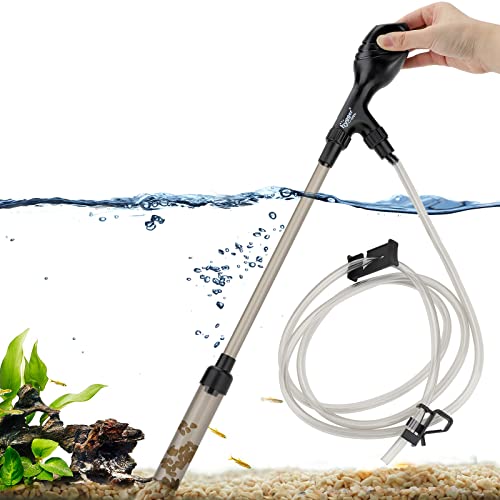hygger Small Gravel Vacuum for Aquarium, Manual 80GPH Aquarium Gravel Cleaner Low Water Level Water Changer Fish Tank Clea...