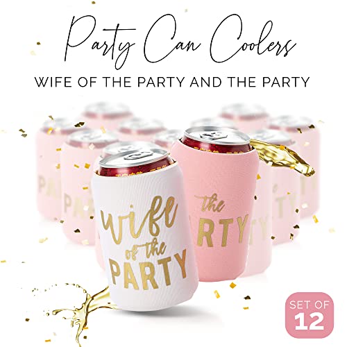 Wife of the Party and The Party Bachelorette Can Coolers - Set of 12, Perfect for Decorations and Bridesmaid Gifts (Dusty ...
