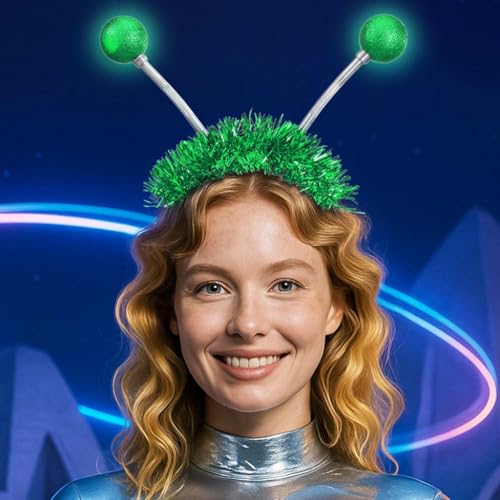 DRESBE Light Up Alien Headband LED Space Headbands Glow Antenna Hair Accessories for Women