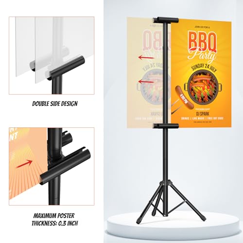 Netuaoo Poster Stand Banner Stand Poster Board Stand Foldable Floor Standing Sign Holder Adjustable Height Up to 88" Doubl...