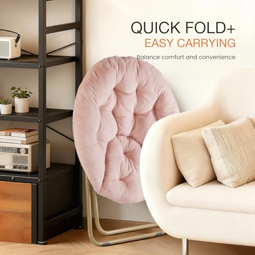 NEWBULIG Comfy Saucer Chairs Soft Lounge Cute Folding Bedroom Living Room Seat Flexible Reading Foldable Seating for Adult...