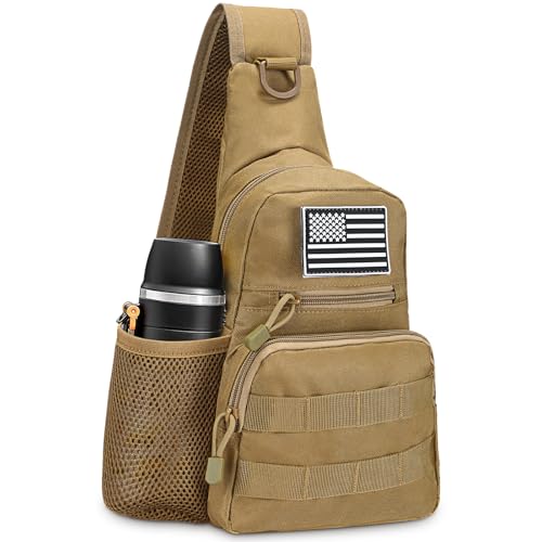 UTOKIER Tactical Sling Bag, Compact Military MOLLE EDC Shoulder Backpack, Crossbody Chest Daypack with Water Bottle Holder...
