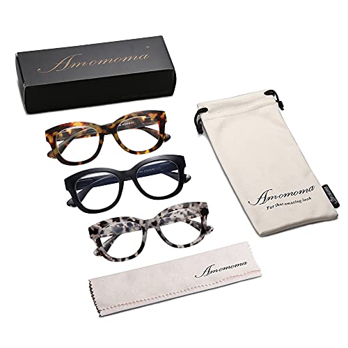 AMOMOMA Retro Oversized Reading Glasses for Women Blue Light Blocking Computer Readers Spring hinge AM6003