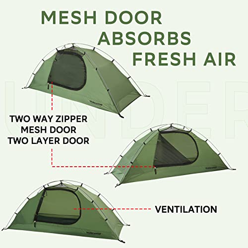 1/2 Person Backpacking Tent for 4-Season - Winter Waterproof Tent for One Person, Lightweight Camping Gear for Backpackin...