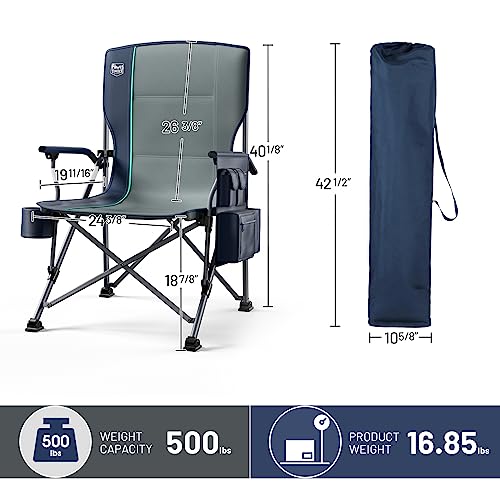 TIMBER RIDGE Oversized Folding Camping Chair High Back Heavy Duty for Adults Support up to 500lbs with Cup Holder, Side Po...