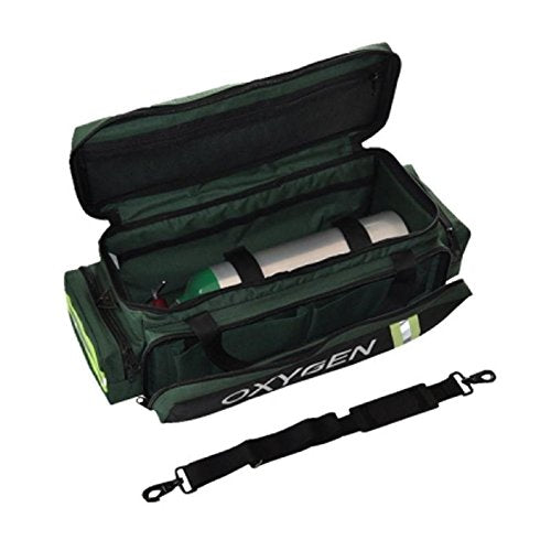 LINE2design First Responder EMS Oxygen Bag EMS Supplies - Standard O2 Medical Bag with Multiple Compartments & Shoulder Strap – Green