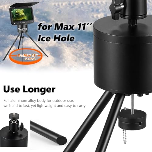 [FishPRO® 𝟮𝟬𝟮𝟲 𝐌𝐚𝐠𝐧𝐞𝐭] Tripod for Underwater Fishing Camera, For Max 11" Ice Hole - 2 Fix Way, [Full Aluminum] P...