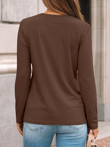 AUTOMET Womens Pleated Long Sleeve Tunic Tops - Loose Fit Crewneck Casual Shirts, Soft Lightweight Everyday Basic Clothes