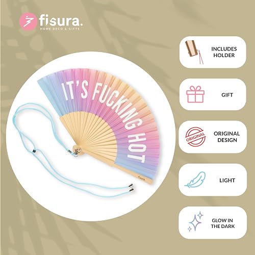Fisura – Gradient and solid folding fans with messages. Wooden fans for women for weddings, parties and gifts. 16.7 x 9 inch