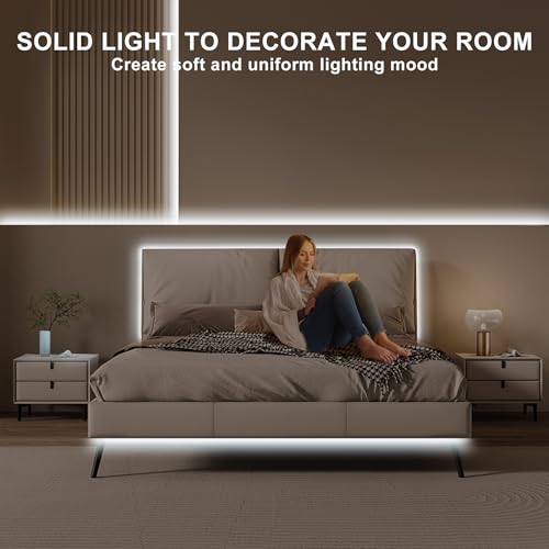 Olaholii 16.4ft COB Led Strip Light with Remote, 6500K Ra93+ Dimmable Bright Daylight White Led COB Strip Light, White Con...