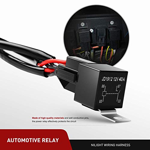 Nilight 4 Inch LED Light Pods 2PCS 18W Flood Fog Light Bar with 12V 5Pin Rocker Switch TE Connector Wiring Harness Kit-2 L...