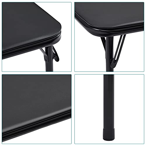 VECELO Kids Folding Activity Table and Chairs 5 Piece Set, Portable, with Ultra Soft Padded Cushion, Classic Black