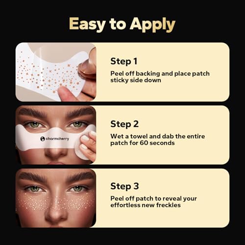 CharmCherry Makeup Patches (15 Count, Rose Gold), Face Sparkle Freckles Patches, Waterproof Glitter Freckles Face Tattoo, ...