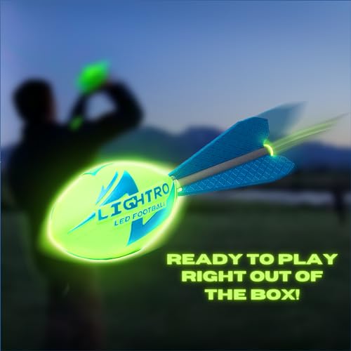 LIGHTRO - Foam Glow in The Dark Football - Super Bright - Smart LEDs - Batteries Included - Football Game for Kids 8 9 10 ...