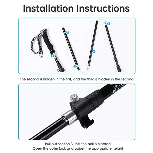 YOVITAL Trekking Poles - Aluminum 7075 Adjustable Walking Sticks with Quick Locks, Expandable to 53", Ultralight for Hikin...