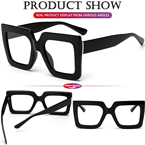 AIEYEZO Oversized Square Blue Light Glasses for Women Cute Big Frame Glasses Fashion Clear Multi-Color Computer Eyewear