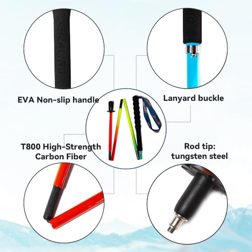 Carbon Fiber Trekking Poles 2-Pack - Ultra Lightweight 10oz, Collapsible 3-Piece Folding Design with Anti-Shock, Moisture-...
