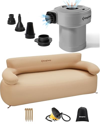 KingCamp Double Inflatable Couch Sofa Camping Chair Heavy Duty for Adults Two Person Outdoor Air Sofa with Fixed Webbing S...