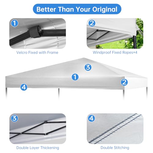 10×10 Canopy Replacement Top, Pop Up Canopy Replacement Tent Cover for Straight Leg Frame, Waterproof Canopy Top Cover for...