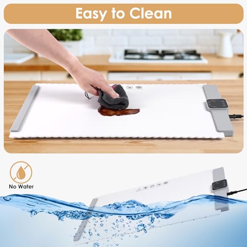 Food Warming Mat - 5 Temperature Settings, 4-Hour Timer, Child Lock, Flexible Silicone, Easy Clean, Multi-Use, Perfect for...