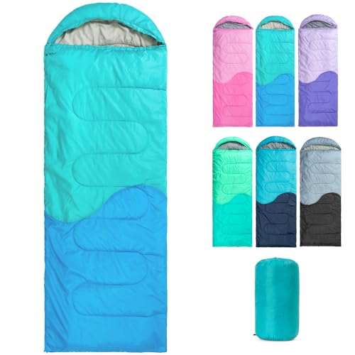 Sleeping Bag - 3 Seasons for Adults Kids Boys Girls Camping Hiking - Warm Cold Weather Lightweight Portable with Compressi...