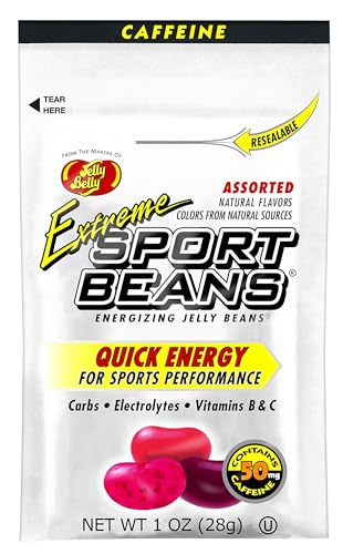 Jelly Belly Sport Beans- Extreme Assorted - Energy Chews with Caffeine [24 Pack] Box (Cherry, Watermelon & Pomegranate) Cl...