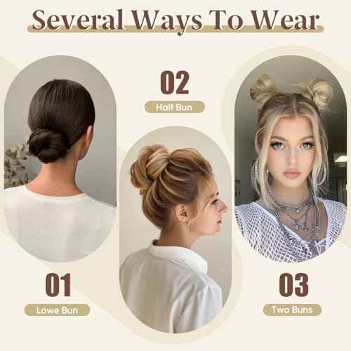 CJL HAIR 2PCs Small Cute Messy Bun Hair Piece for Thin Hair Women Mini Synthetic Curly Bun Scrunchies Updo Hairpieces Cream Blonde