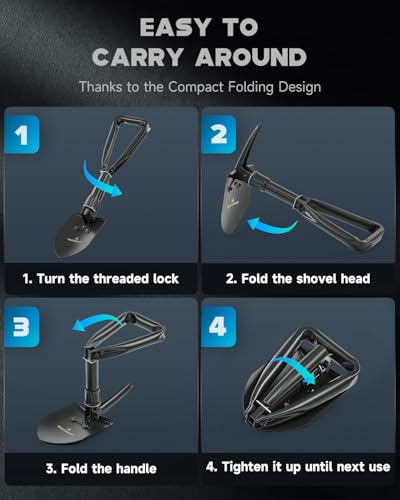 DARTMOOR Mini Folding Shovel High Carbon Steel, Portable Lightweight Outdoor Tactical Survival Foldable Mini Shovel, Entre...