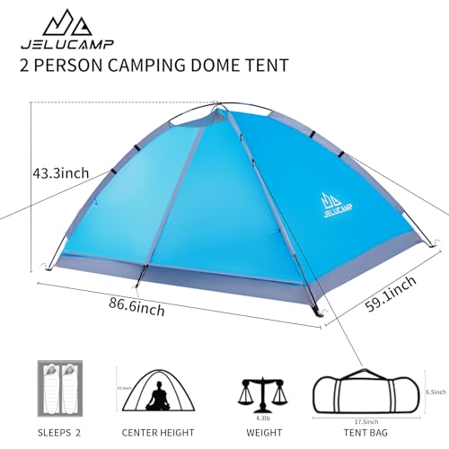 JELUCAMP 1/2/4/5/6 Person Dome Tents for Camping, Lightweight Portable Backpacking Tent, Small Easy Set Up Outdoor Waterpr...